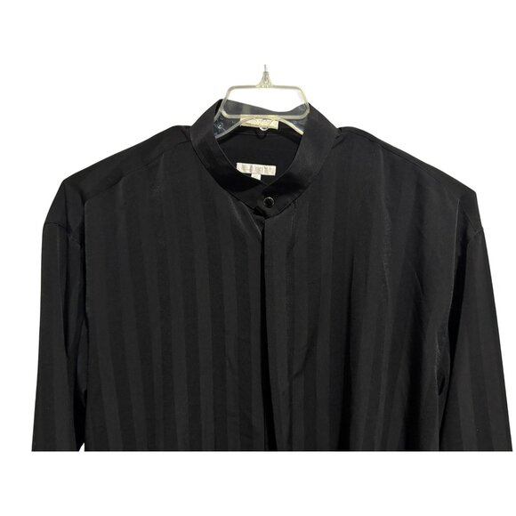 Elliott Mens Black Hidden Button Front Mandarin Collar LS Shirt  XXL (18-18.5) - Picture 2 of 5